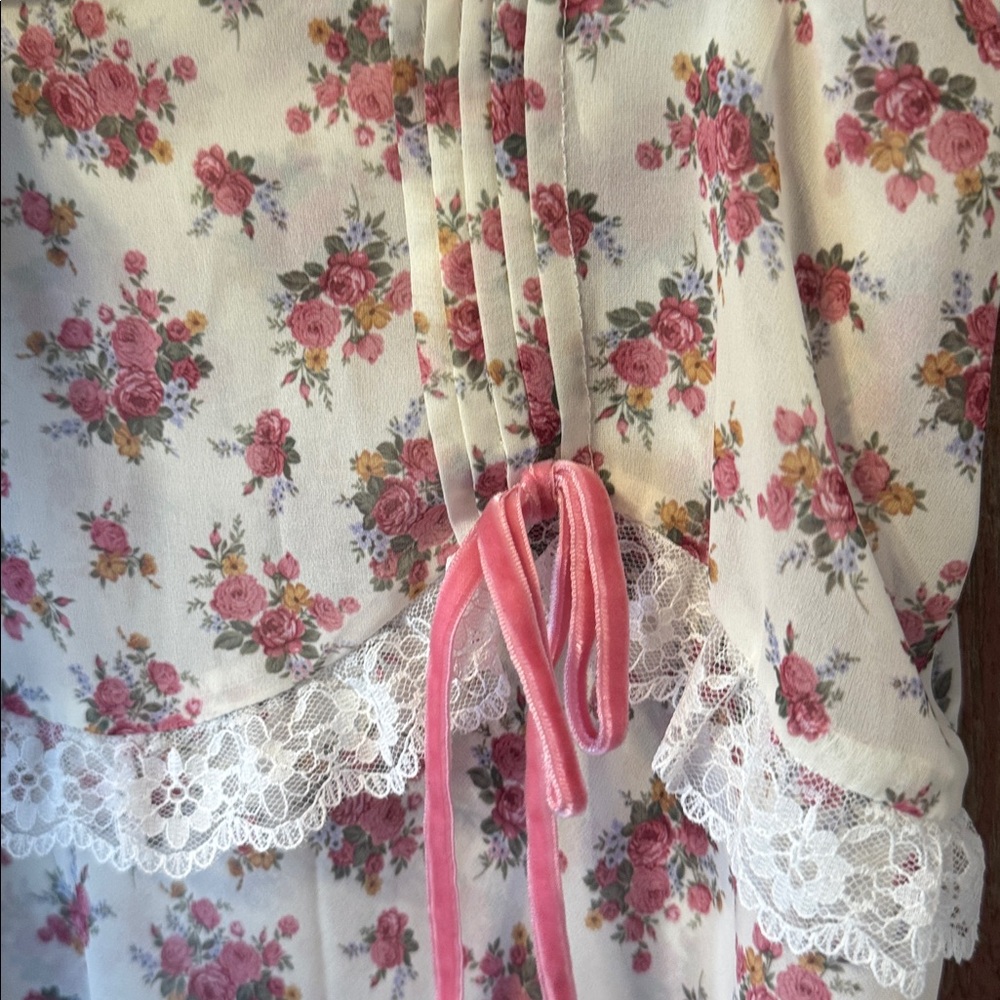 For Love And Lemons Etienne Cream and Pink Floral Midi Skirt - Picture 7 of 15